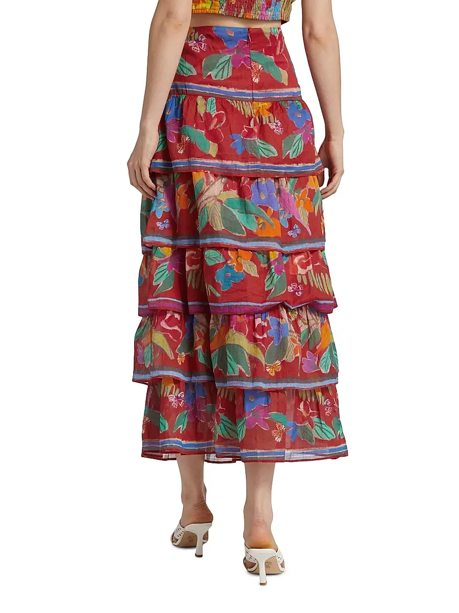 Marie Oliver Women's Christie Floral Cotton Tiered Midi-Skirt | Thumbnail 5 Marie Oliver Women's Christie Floral Cotton Tiered Midi-Skirt | Thumbnail 5