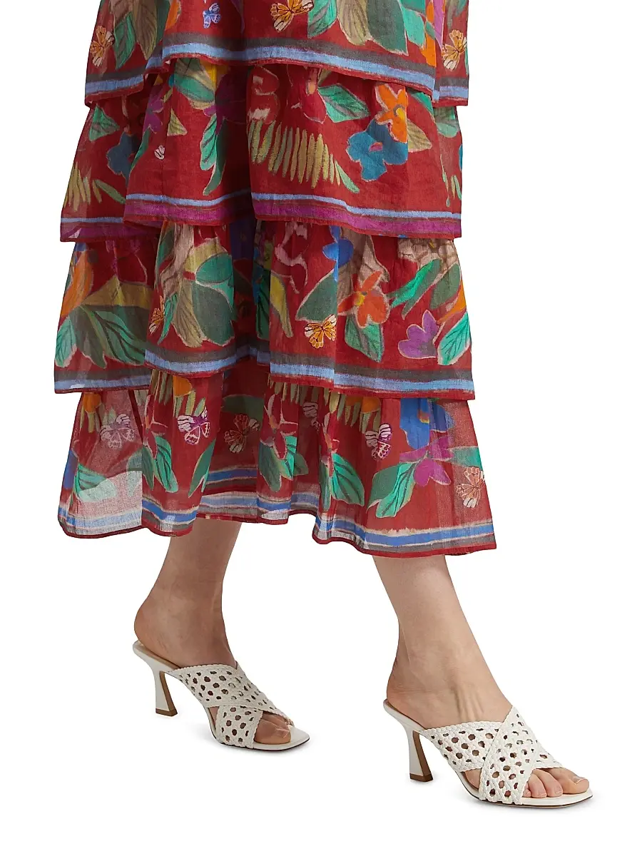 Marie Oliver Women's Christie Floral Cotton Tiered Midi-Skirt | Thumbnail 6 Marie Oliver Women's Christie Floral Cotton Tiered Midi-Skirt | Thumbnail 6