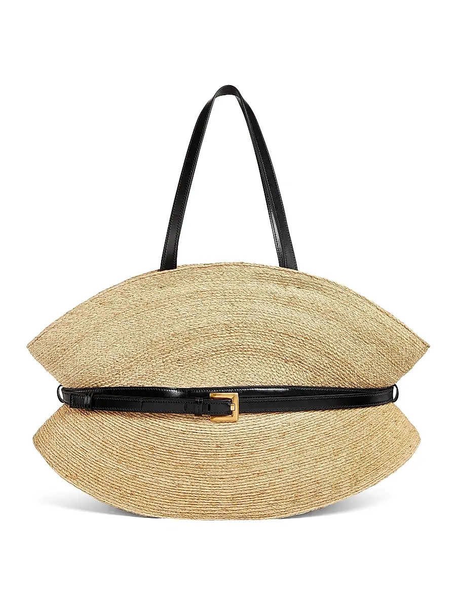 Balmain Women's Shuffle Raffia Tote Bag - Noir Natural | Image 1 Balmain Women's Shuffle Raffia Tote Bag - Noir Natural | Image 1