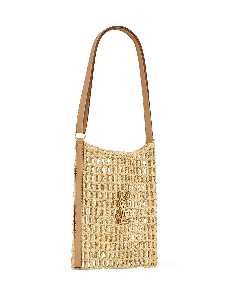 Saint Laurent Women's Mini Oxalis Shoulder Bag in Raffia - Natural And Vintage Brown Gold | Thumbnail 4 Saint Laurent Women's Mini Oxalis Shoulder Bag in Raffia - Natural And Vintage Brown Gold | Thumbnail 4