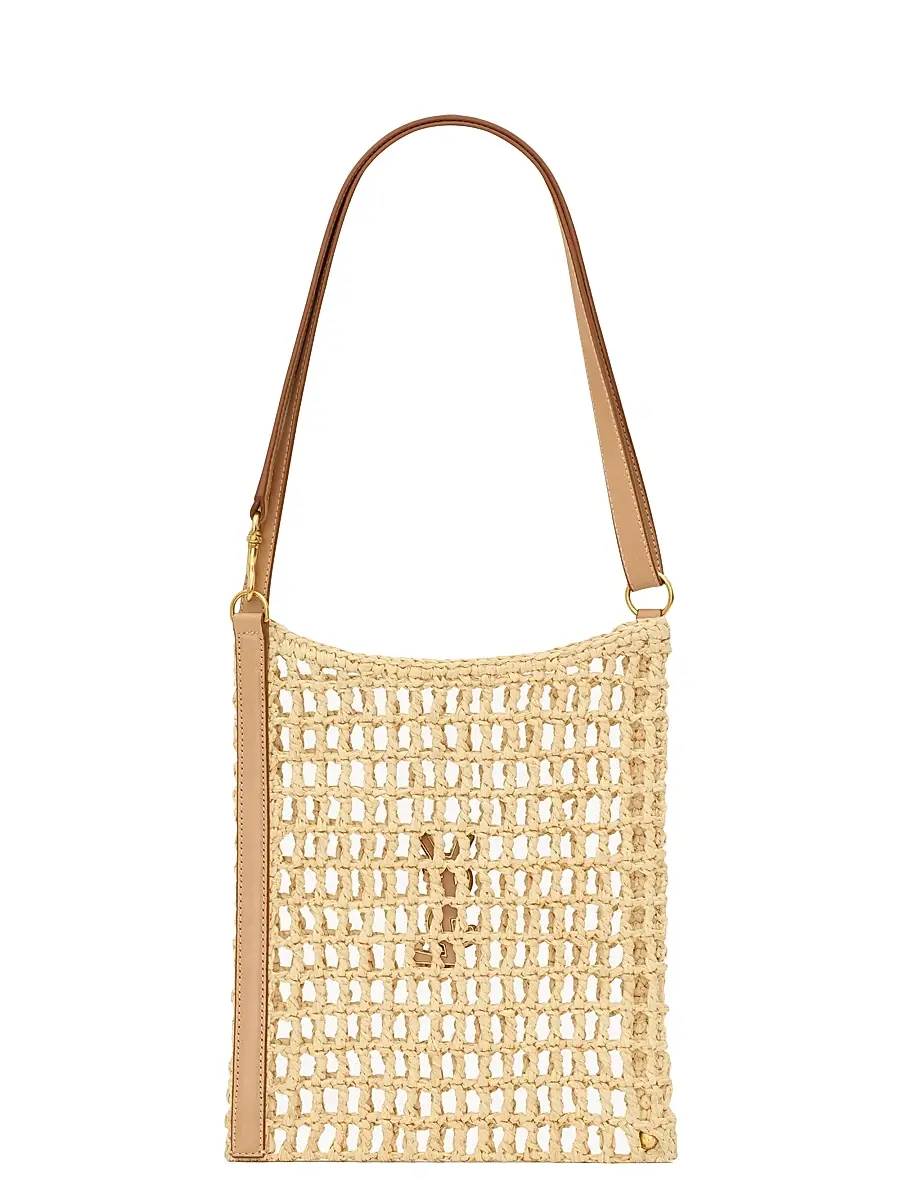 Saint Laurent Women's Mini Oxalis Shoulder Bag in Raffia - Natural And Vintage Brown Gold | Thumbnail 7 Saint Laurent Women's Mini Oxalis Shoulder Bag in Raffia - Natural And Vintage Brown Gold | Thumbnail 7