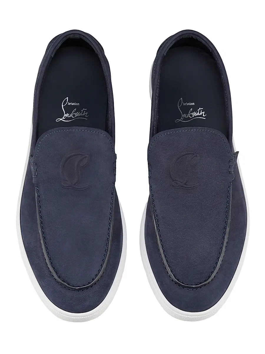 Christian Louboutin Men's Moonboat Leather Loafers - Zaffiro | Thumbnail 4
