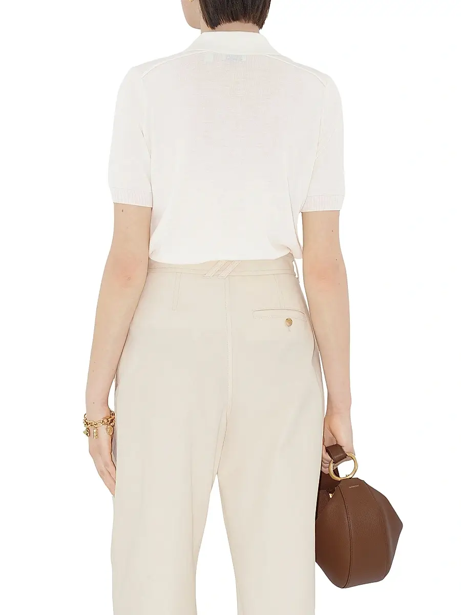 Burberry Women's Maddie Wool Polo Shirt - Chalk | Thumbnail 5