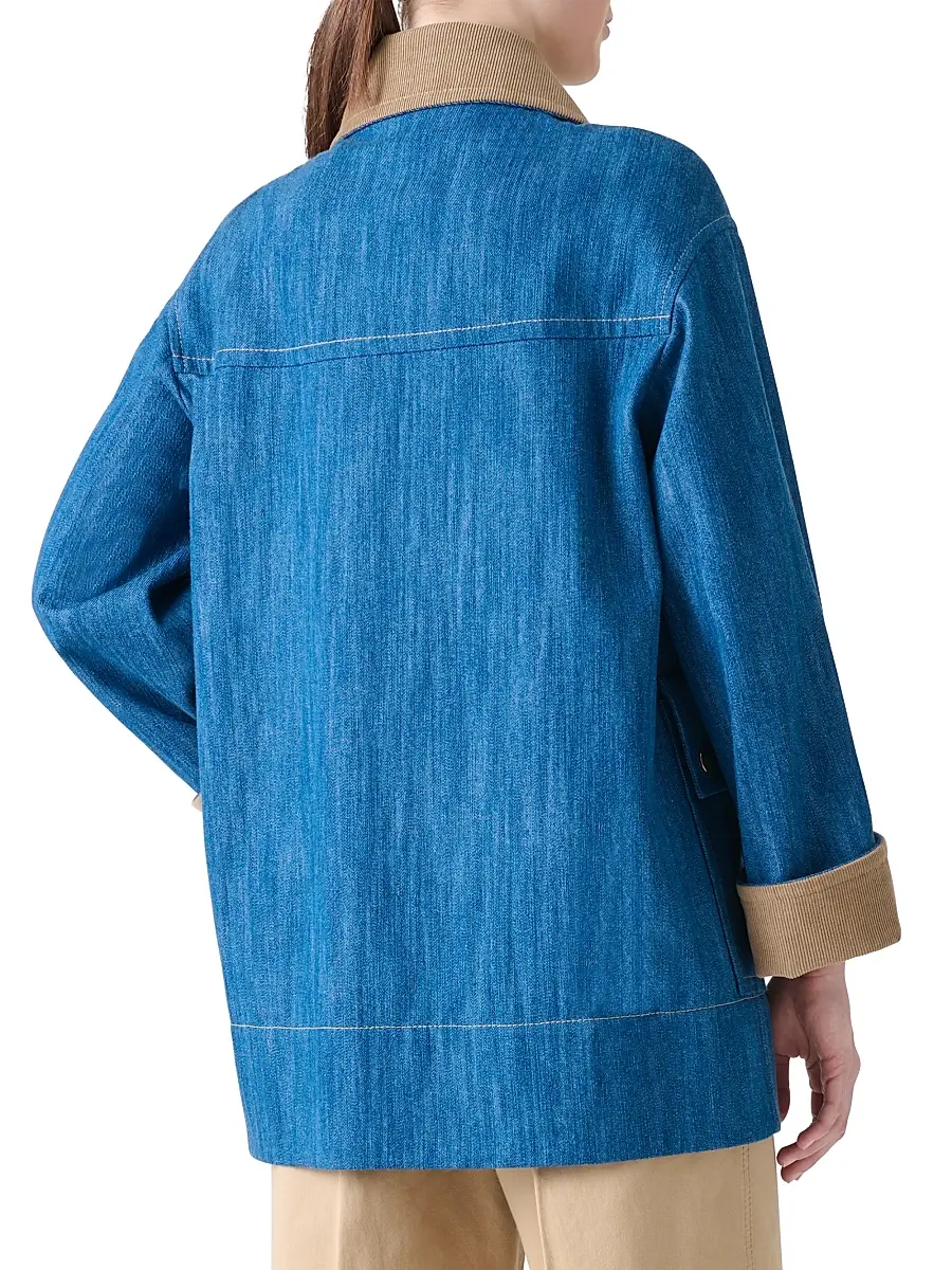 Akris punto Women's Corduroy-Trimmed Denim Jacket | Thumbnail 5