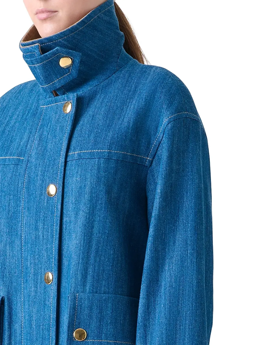 Akris punto Women's Corduroy-Trimmed Denim Jacket | Thumbnail 7