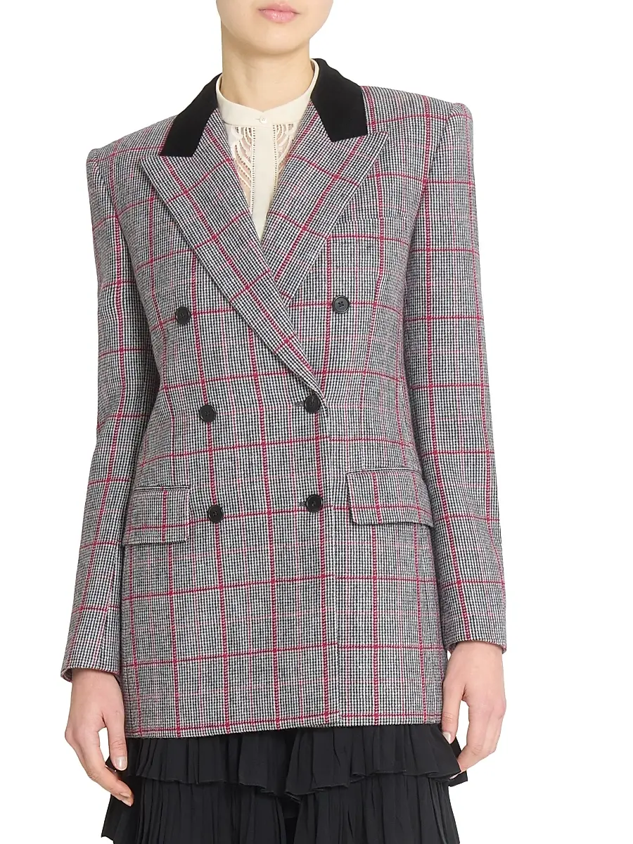 Chloé Women's Tailored Wool Double-Breasted Jacket - Black White | Thumbnail 3 Chloé Women's Tailored Wool Double-Breasted Jacket - Black White | Thumbnail 3