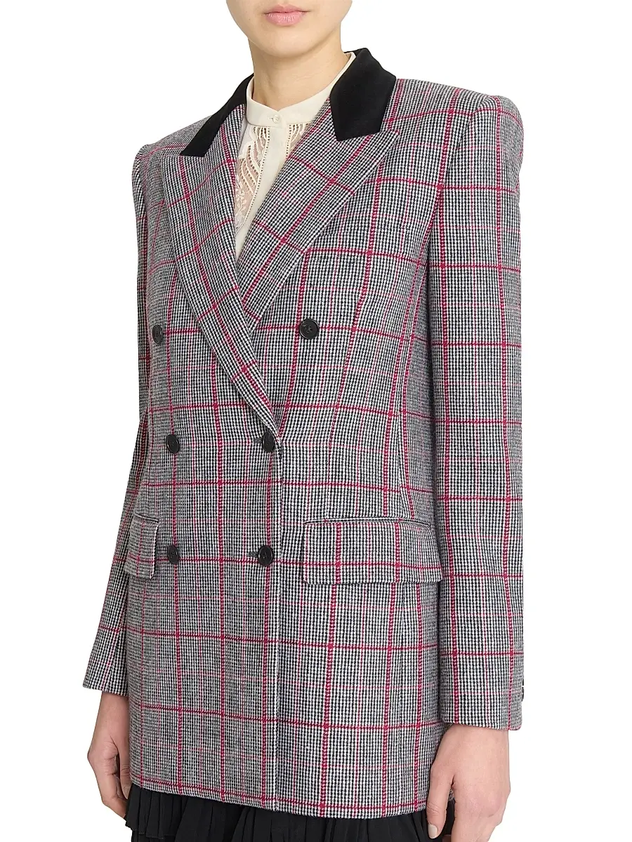 Chloé Women's Tailored Wool Double-Breasted Jacket - Black White | Thumbnail 6 Chloé Women's Tailored Wool Double-Breasted Jacket - Black White | Thumbnail 6