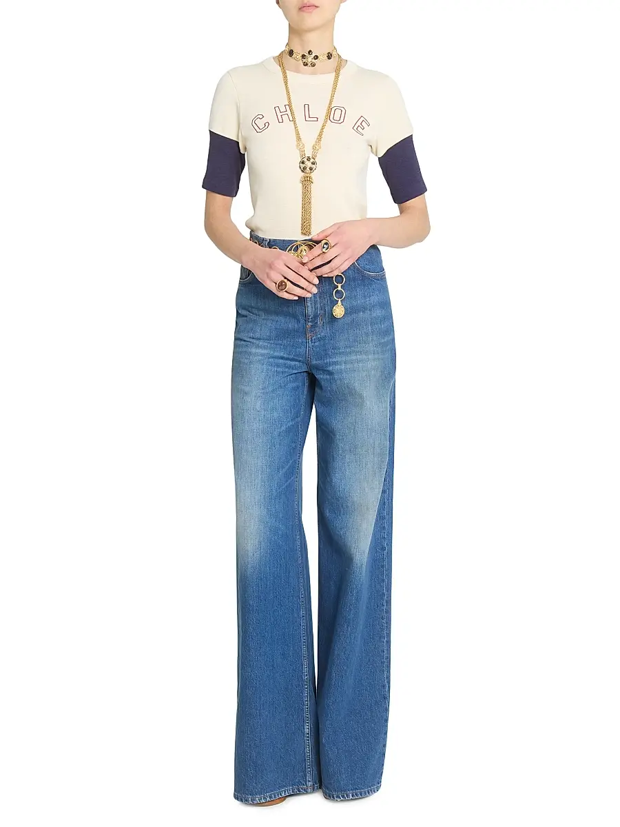 Chloé Women's Colorblocked Logo T-Shirt - Iconic Milk | Thumbnail 2