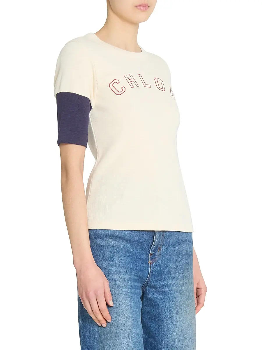 Chloé Women's Colorblocked Logo T-Shirt - Iconic Milk | Thumbnail 4