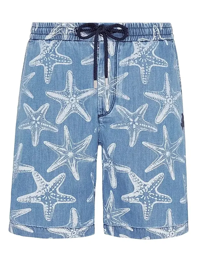 Vilebrequin Men's Starfish-Printed Denim Shorts