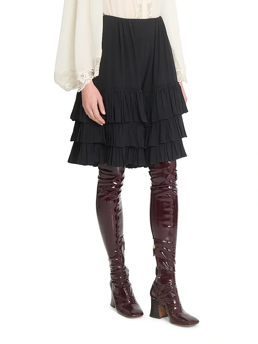Chloé Women's Ruffled Silk Shorts - Black | Thumbnail 4 Chloé Women's Ruffled Silk Shorts - Black | Thumbnail 4