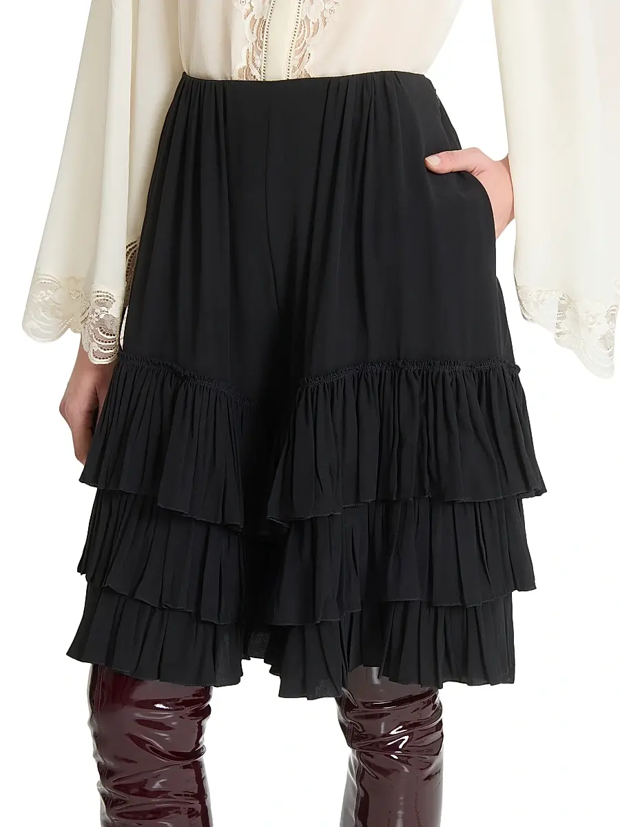 Chloé Women's Ruffled Silk Shorts - Black | Thumbnail 6 Chloé Women's Ruffled Silk Shorts - Black | Thumbnail 6