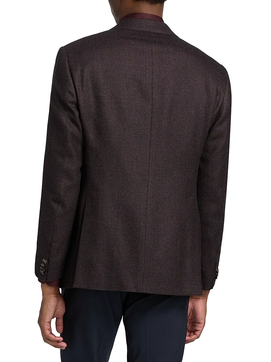 Giorgio Armani Men's Textured Wool-Blend Sport Coat - Purple Black | Thumbnail 5 Giorgio Armani Men's Textured Wool-Blend Sport Coat - Purple Black | Thumbnail 5
