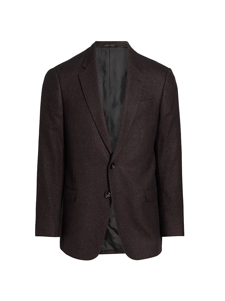 Men's Textured Wool-Blend Sport Coat - Purple Black