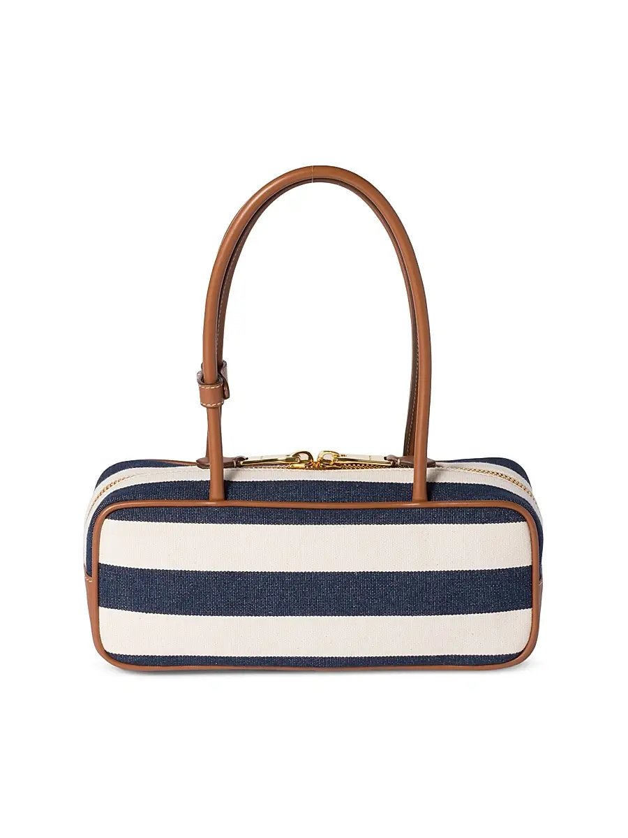 Miu Miu Women's Beau Canvas and Leather Top Handle Bag - Blue White | Thumbnail 4