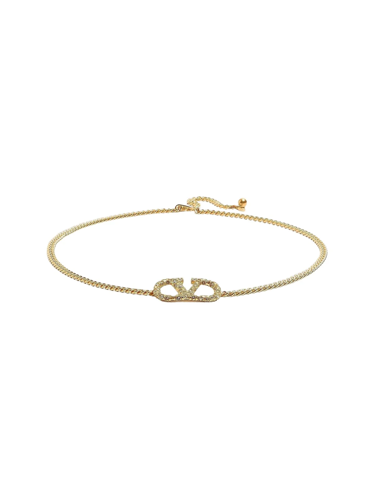 Women's Vlogo Signature Chain Belt with Crystals - Antique Brass