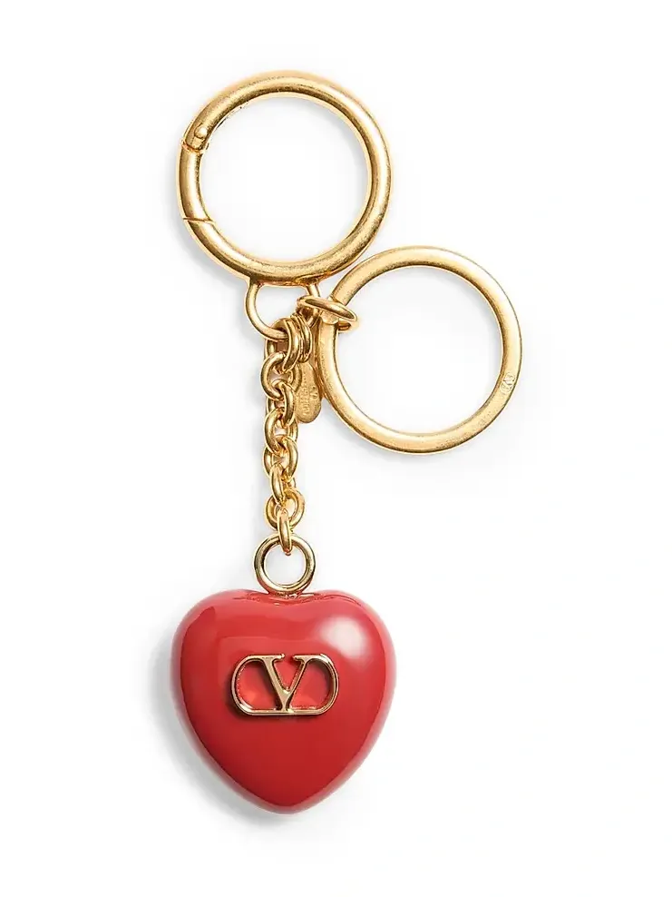 Women's Coeur Royal Bag Charm with Key Ring in Metal and Enamel - Antique Brass Red Women's Coeur Royal Bag Charm with Key Ring in Metal and Enamel - Antique Brass Red