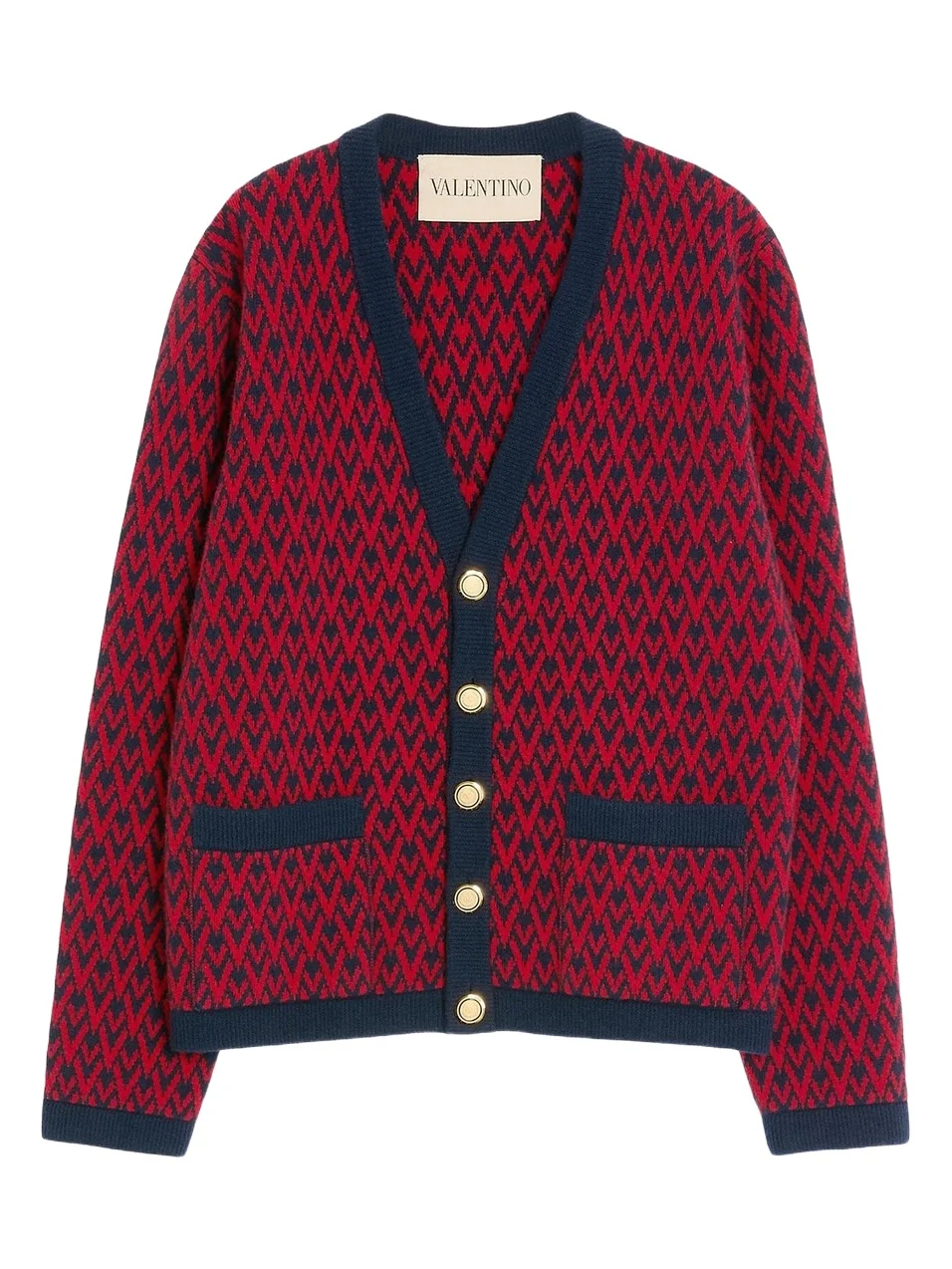 Men's Wool Cardigan with Toute La V Pattern Men's Wool Cardigan with Toute La V Pattern