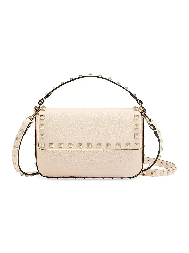 Women's Rockstud Grainy Calfskin Pouch