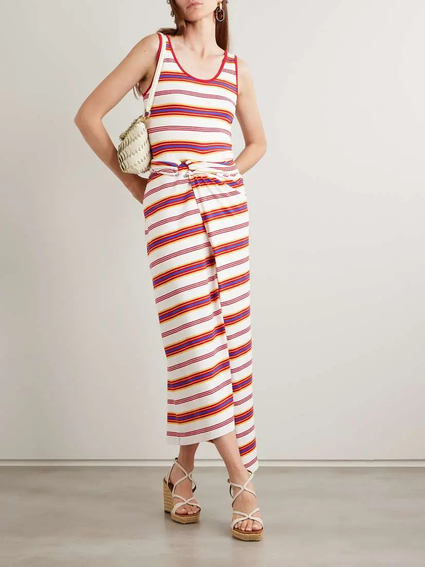 Rabanne Embellished Striped Stretch-jersey Midi Dress | Thumbnail 2 Rabanne Embellished Striped Stretch-jersey Midi Dress | Thumbnail 2