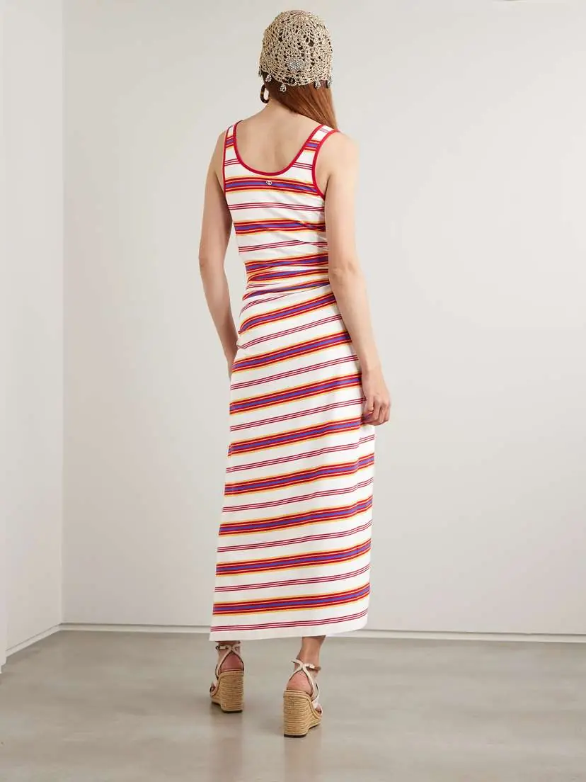 Rabanne Embellished Striped Stretch-jersey Midi Dress | Thumbnail 3 Rabanne Embellished Striped Stretch-jersey Midi Dress | Thumbnail 3