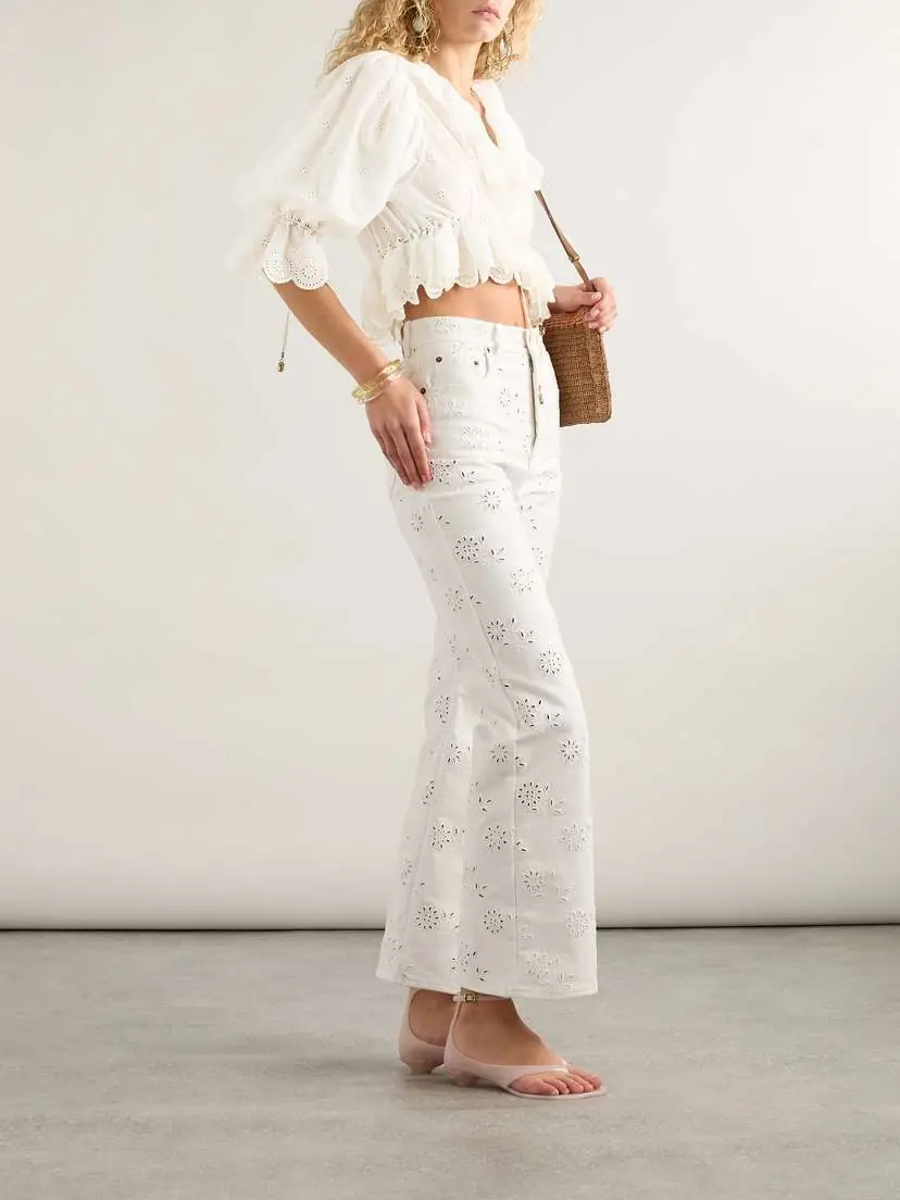 Chloé Cropped Ruffled Broderie Anglaise Cotton-voile Blouse | Thumbnail 2 Chloé Cropped Ruffled Broderie Anglaise Cotton-voile Blouse | Thumbnail 2
