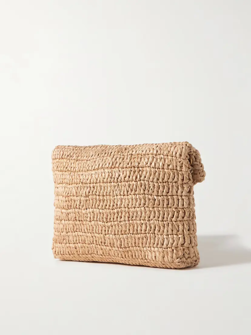 Saint Laurent Cassandre Leather-trimmed Raffia Shoulder Bag | Thumbnail 3 Saint Laurent Cassandre Leather-trimmed Raffia Shoulder Bag | Thumbnail 3