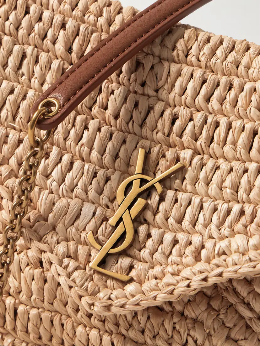 Saint Laurent Cassandre Leather-trimmed Raffia Shoulder Bag | Thumbnail 4 Saint Laurent Cassandre Leather-trimmed Raffia Shoulder Bag | Thumbnail 4