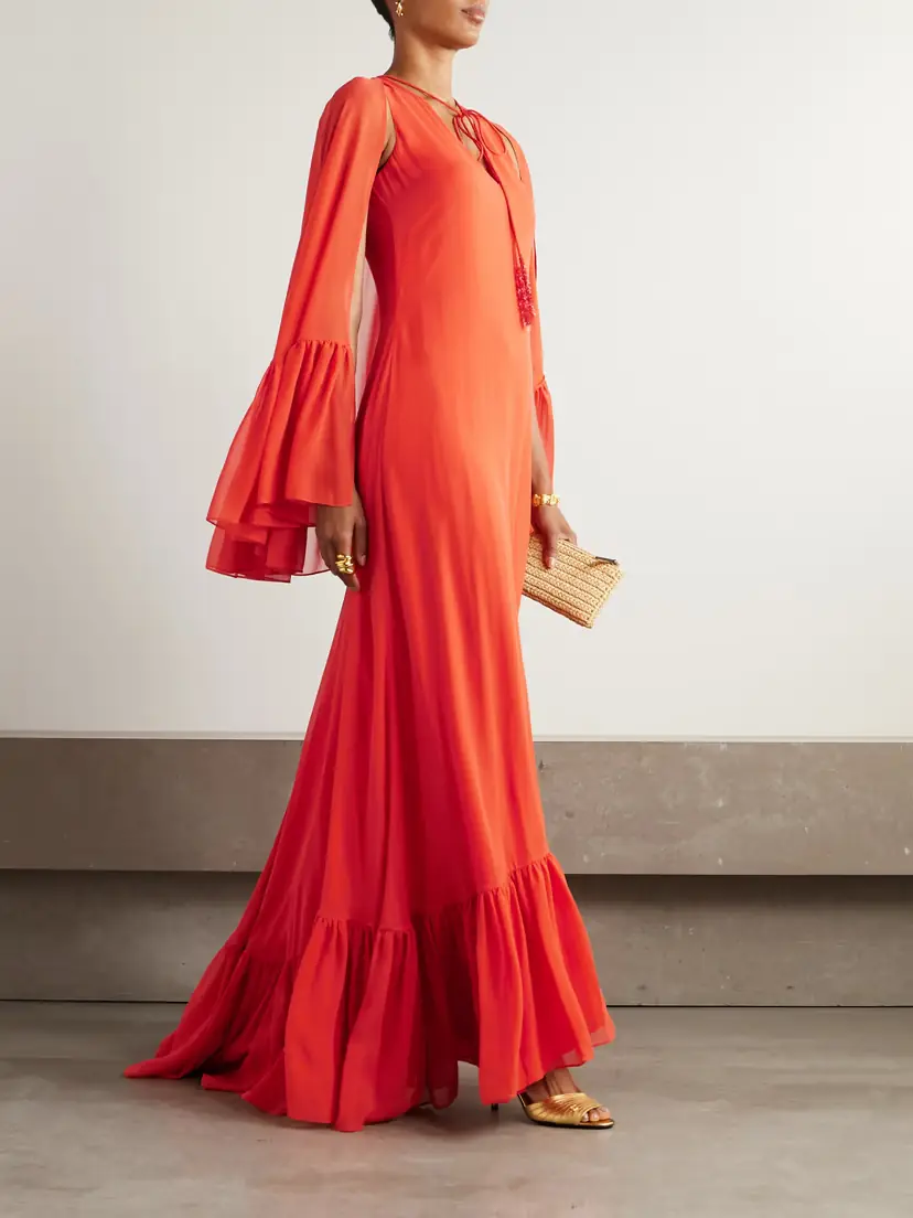 Valentino Garavani Cape-effect Ruffled Silk-georgette Gown | Thumbnail 2