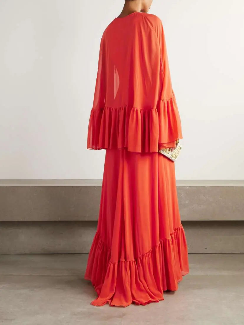 Valentino Garavani Cape-effect Ruffled Silk-georgette Gown | Thumbnail 3