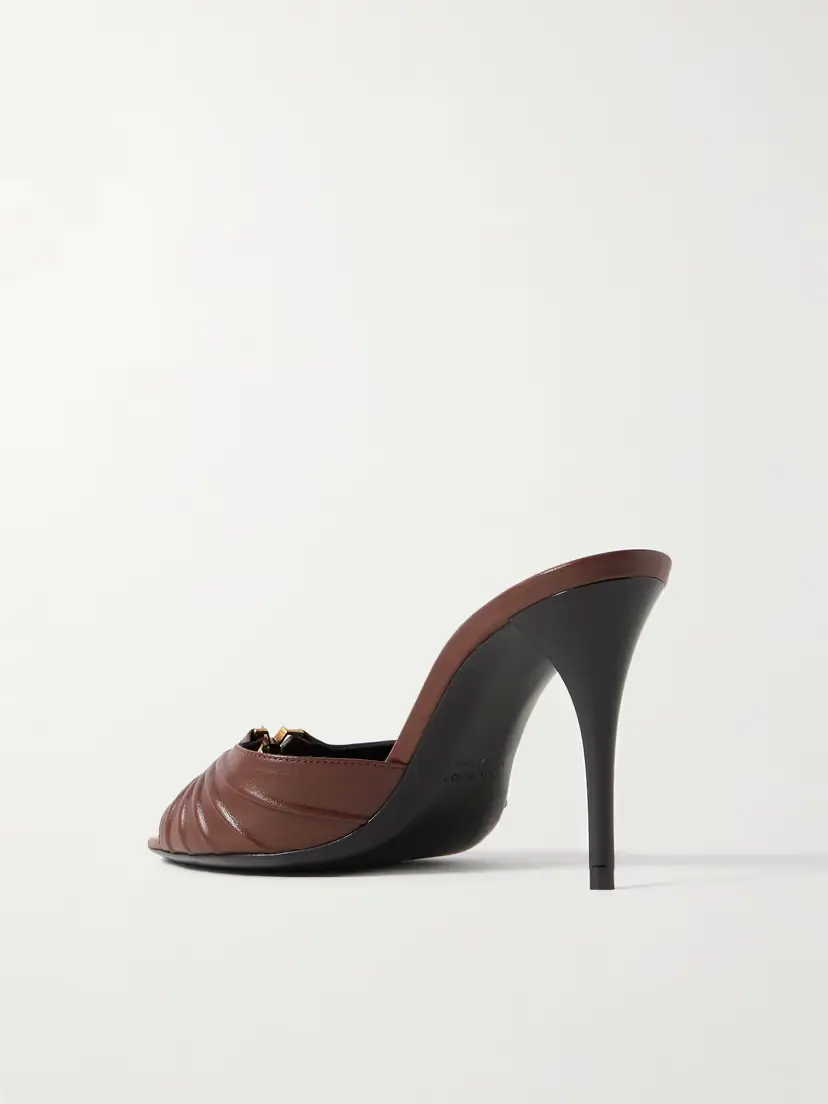 Saint Laurent Babylone Embellished Pleated Leather Mules | Thumbnail 3 Saint Laurent Babylone Embellished Pleated Leather Mules | Thumbnail 3