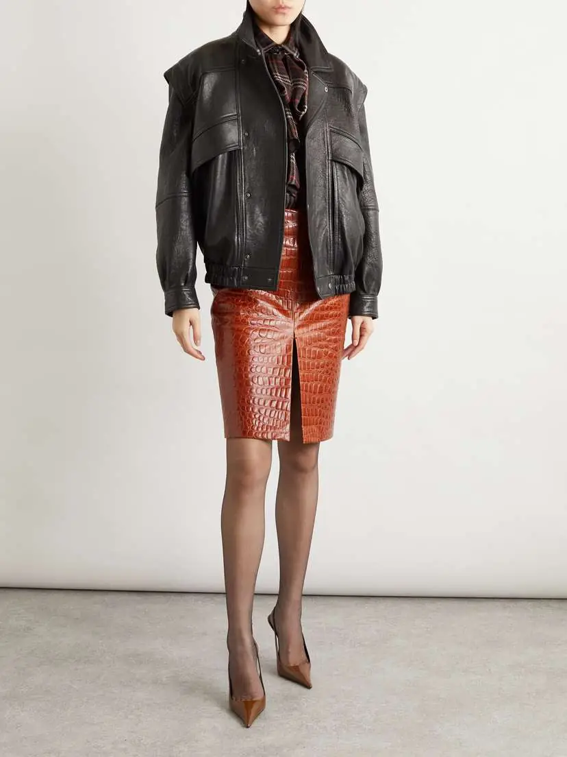 Saint Laurent Croc-effect Leather Skirt | Thumbnail 2