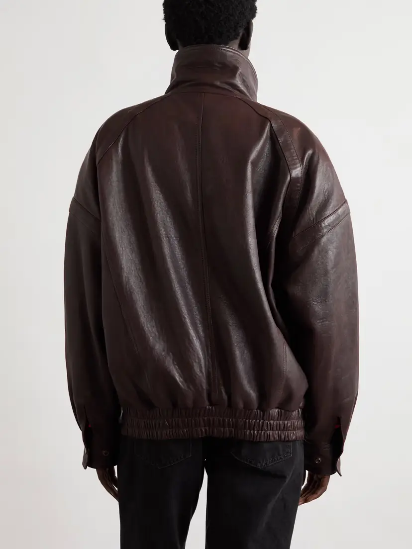 Saint Laurent Oversized Double-breasted Paneled Leather Jacket | Thumbnail 4