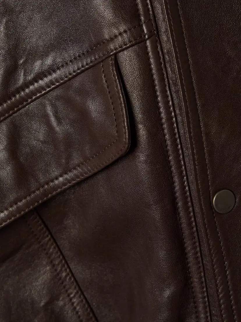 Saint Laurent Oversized Double-breasted Paneled Leather Jacket | Thumbnail 5
