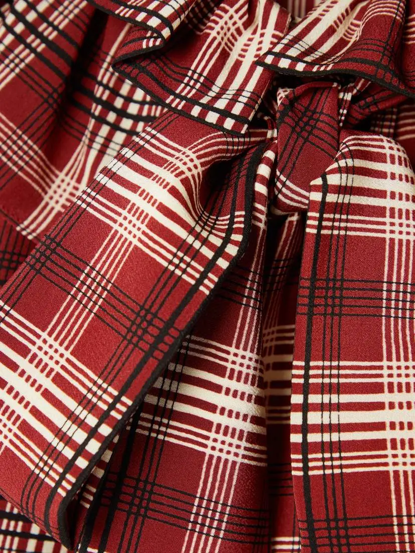 Saint Laurent Pussy-bow Ruched Checked Silk Blouse | Thumbnail 5