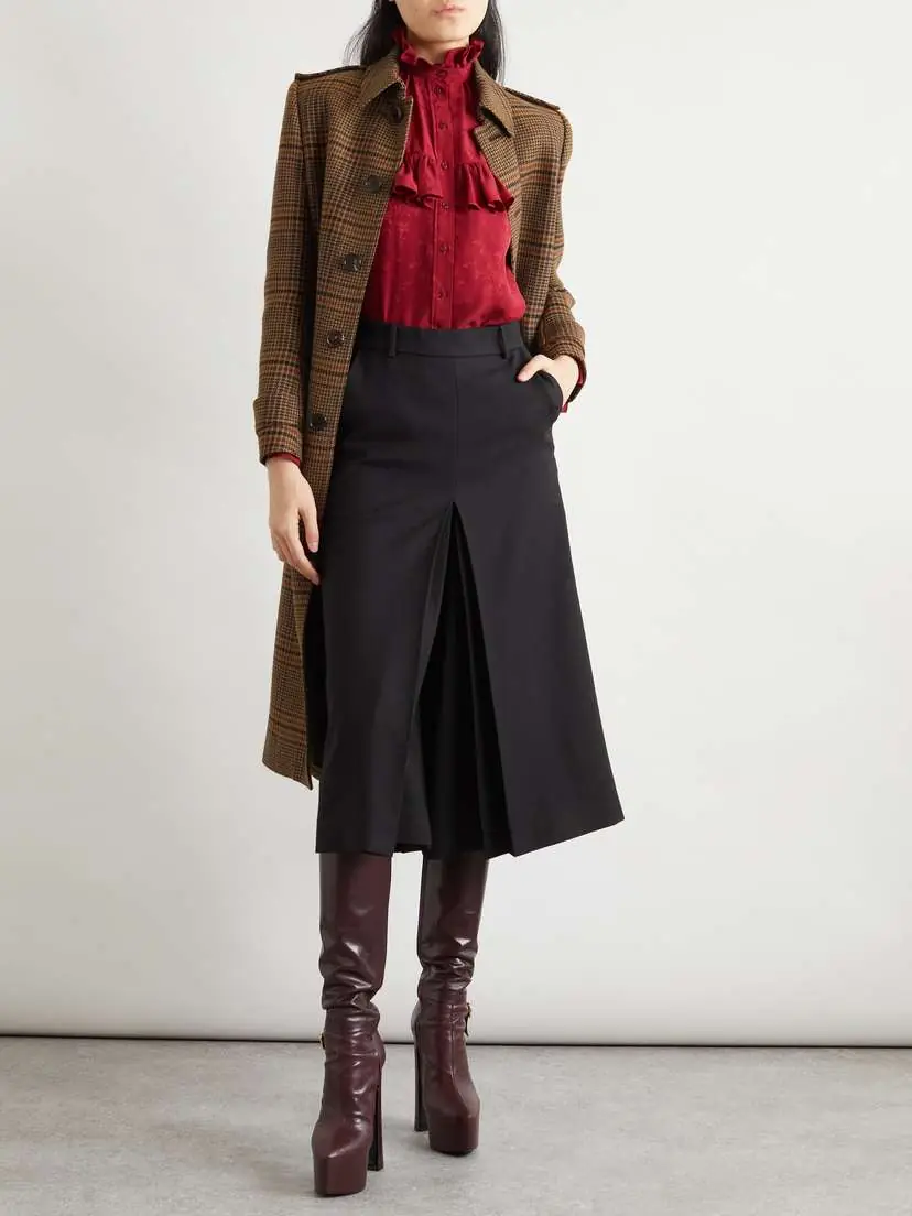 Saint Laurent Ruffled Floral Silk-jacquard Blouse | Thumbnail 2 Saint Laurent Ruffled Floral Silk-jacquard Blouse | Thumbnail 2