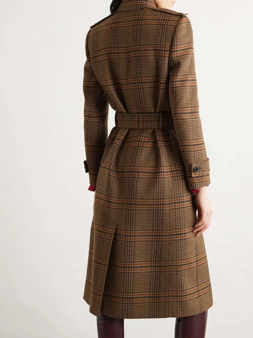 Saint Laurent Belted Checked Wool Trench Coat | Thumbnail 3 Saint Laurent Belted Checked Wool Trench Coat | Thumbnail 3