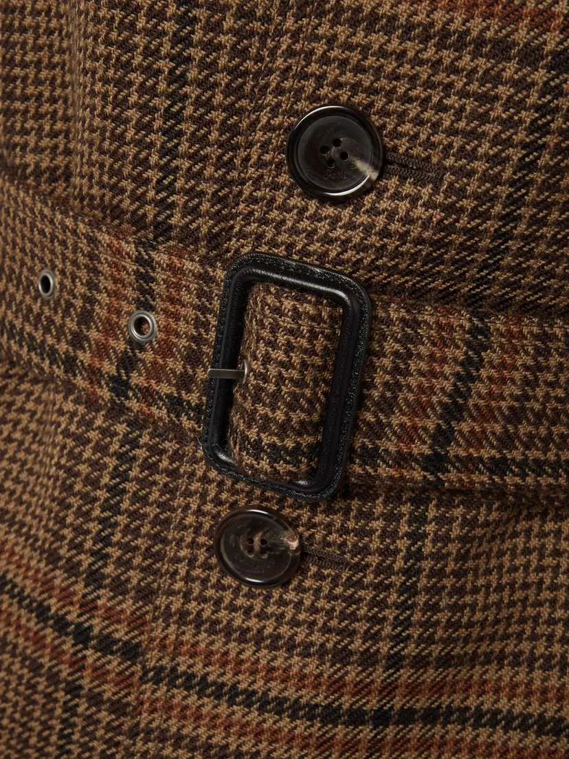 Saint Laurent Belted Checked Wool Trench Coat | Thumbnail 4 Saint Laurent Belted Checked Wool Trench Coat | Thumbnail 4