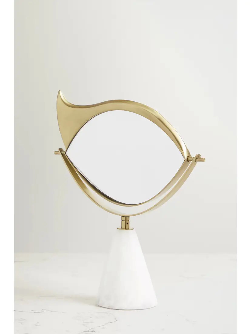 L'Objet + Lito Gold-plated Porcelain Marble Vanity Mirror | Thumbnail 3 L'Objet + Lito Gold-plated Porcelain Marble Vanity Mirror | Thumbnail 3
