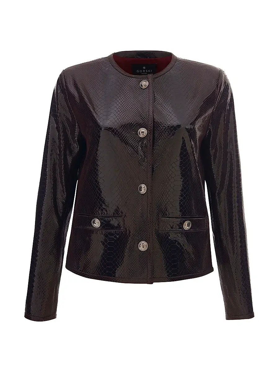 Gorski Women's Metis Suede Python Printed Jacket - Burgundy - Size Large | Image 1 Gorski Women's Metis Suede Python Printed Jacket - Burgundy - Size Large | Image 1