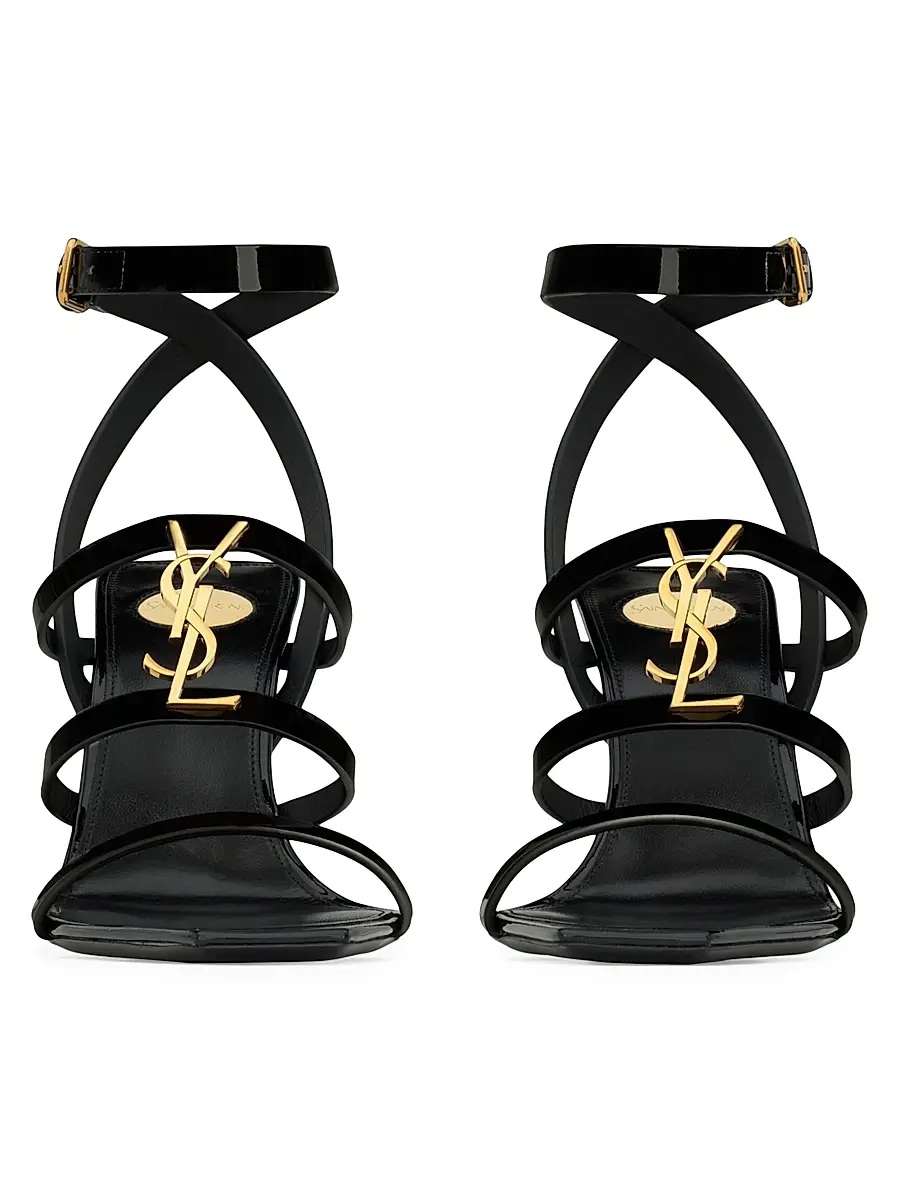 Saint Laurent Women's Cassandra Sandals in Patent Leather - Black | Thumbnail 3 Saint Laurent Women's Cassandra Sandals in Patent Leather - Black | Thumbnail 3
