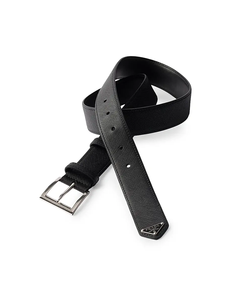 Prada Men's Saffiano Leather Belt - Black | Thumbnail 2