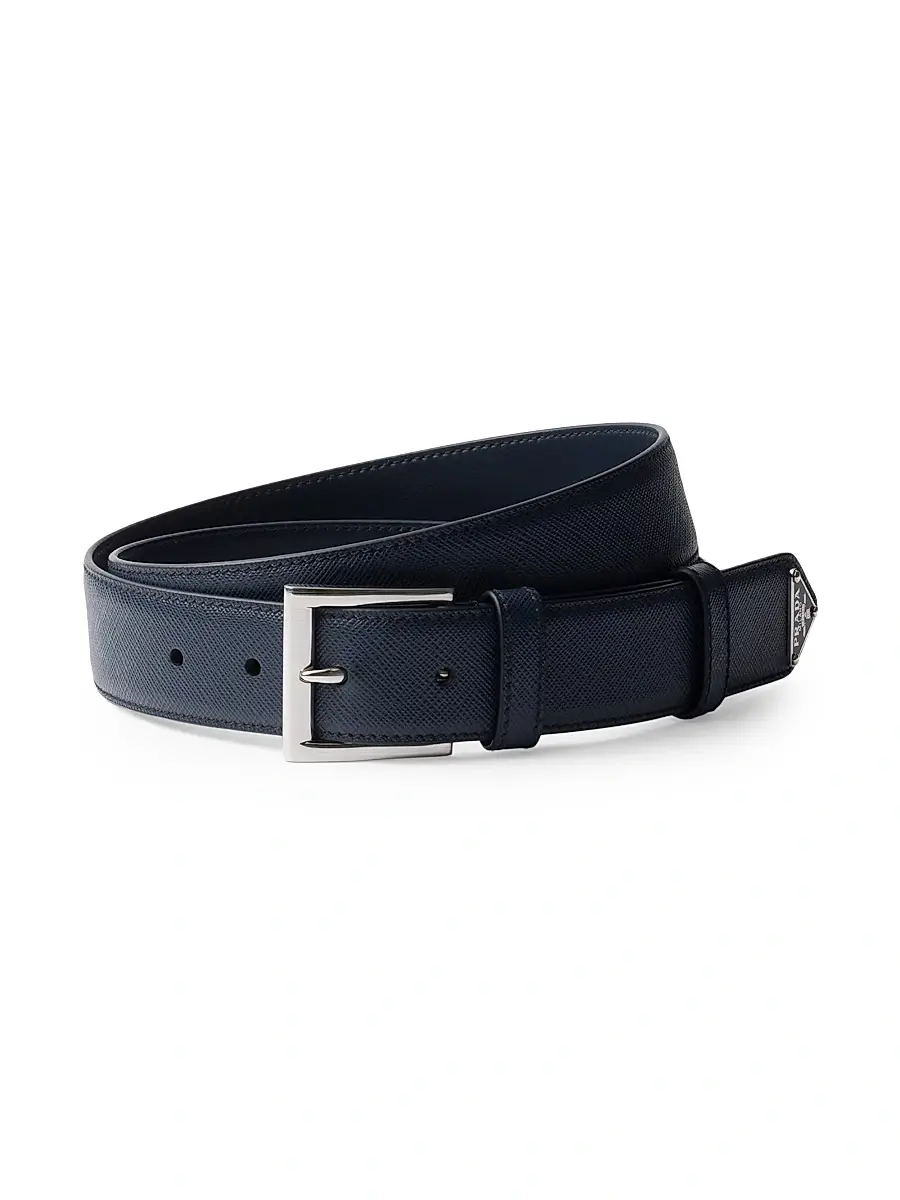 Prada Men's Saffiano Leather Belt - Black | Thumbnail 4