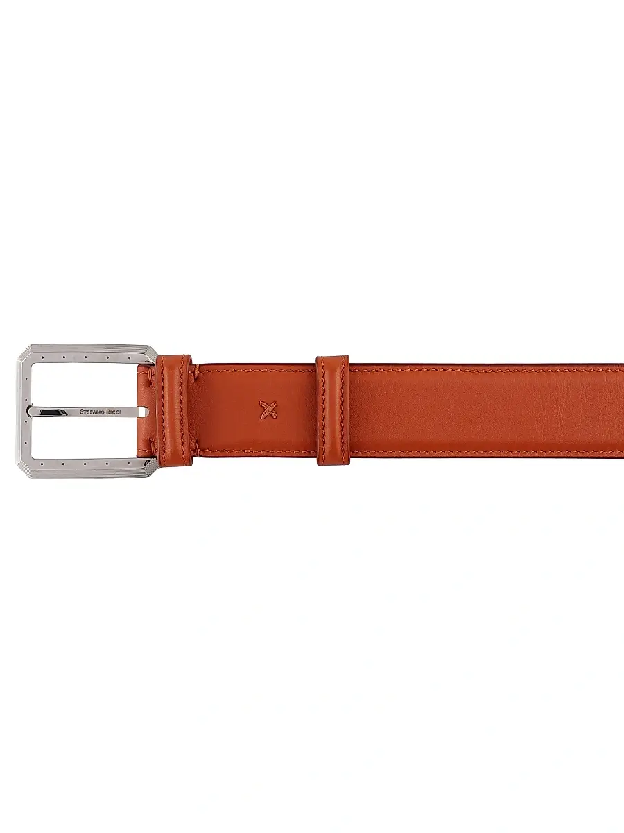 Stefano Ricci Men's Handmade Antique Italian Calfskin Leather Belt - Orange | Thumbnail 2