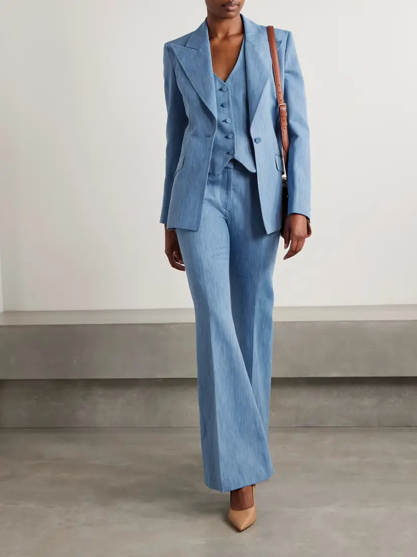 Gabriela Hearst Rhein Cotton And Linen-blend Chambray Flared Pants | Thumbnail 2