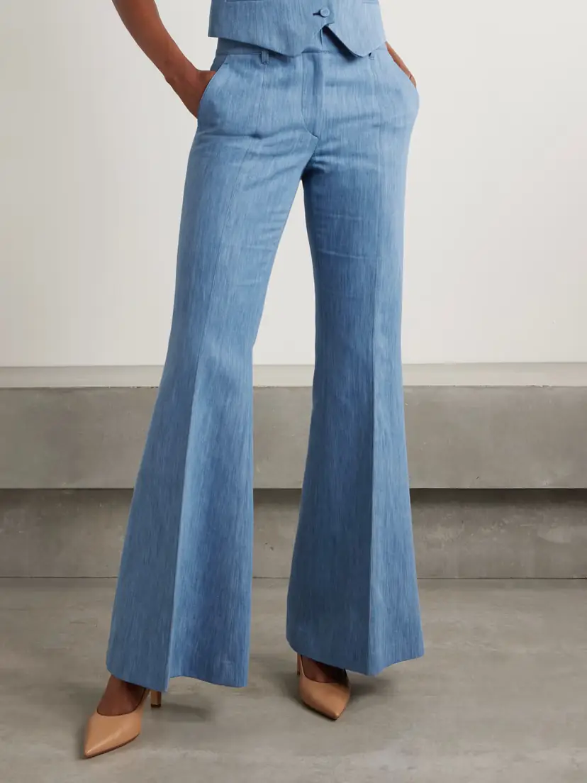 Gabriela Hearst Rhein Cotton And Linen-blend Chambray Flared Pants | Thumbnail 3
