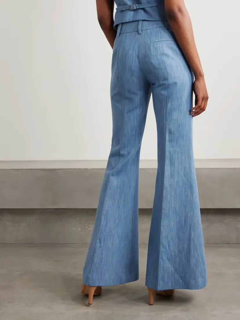 Gabriela Hearst Rhein Cotton And Linen-blend Chambray Flared Pants | Thumbnail 4