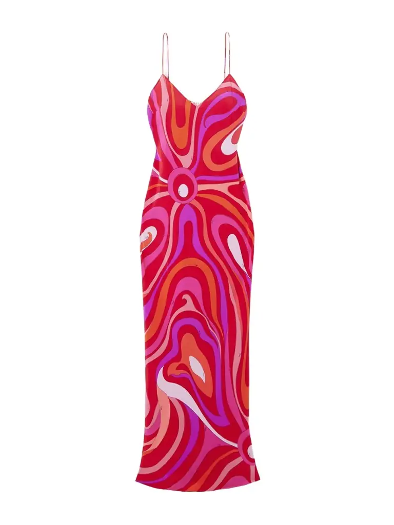 Marmo Printed Silk Crepe De Chine Maxi Dress
