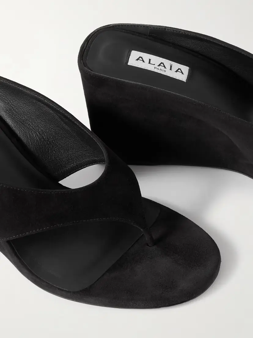 Alaïa Tong 75 Suede Wedge Sandals | Thumbnail 4 Alaïa Tong 75 Suede Wedge Sandals | Thumbnail 4