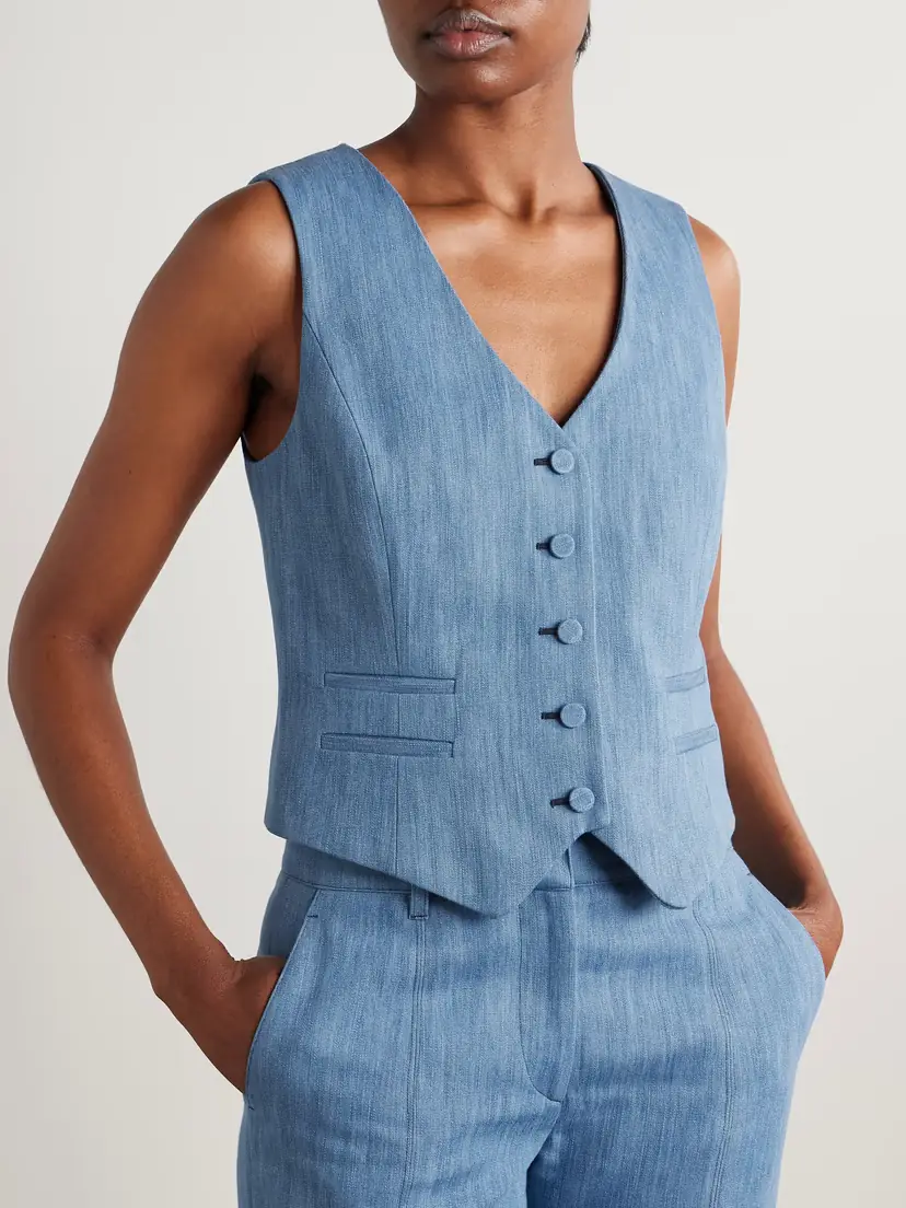 Gabriela Hearst Coleridge Cotton And Linen-blend Chambray Vest | Thumbnail 3